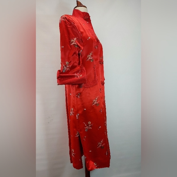 Authentic Vtg Asian Silk 2 Piece Robe & Dress - Picture 5 of 9
